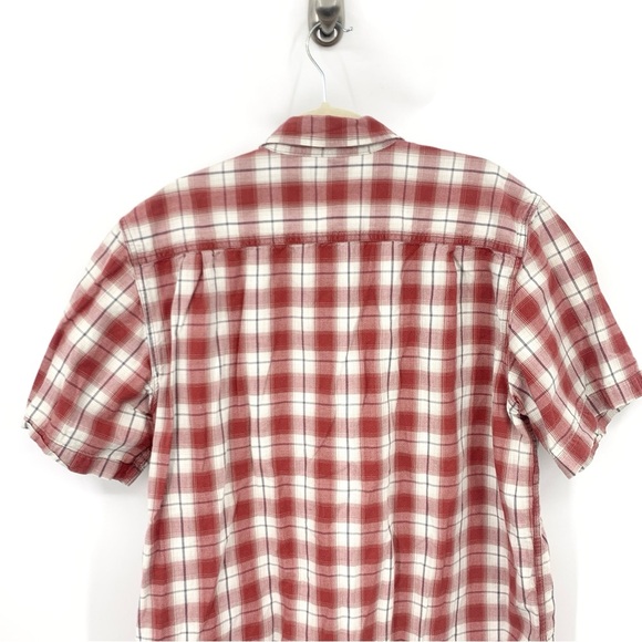 Carhartt Men Size Large Shirt Short Sleeve Top Red White Checkered Plaid Cotton - Picture 5 of 8